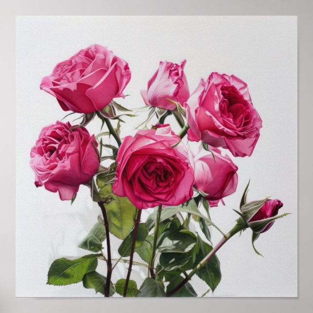 Poster de impresión de arte de flores rosadas (Frente)