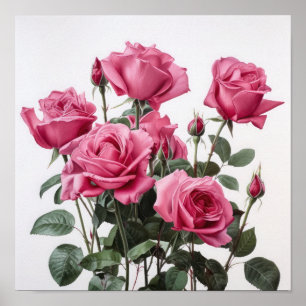 Poster de impresión de arte de flores rosadas