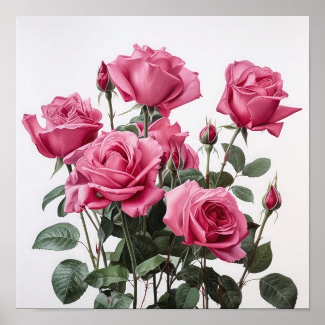 Poster de impresión de arte de flores rosadas (Frente)
