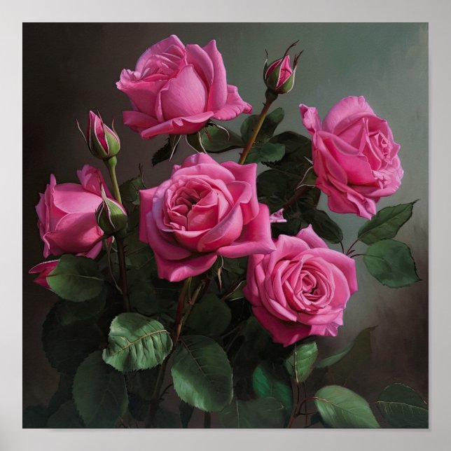 Poster de impresión de arte de flores rosadas (Frente)