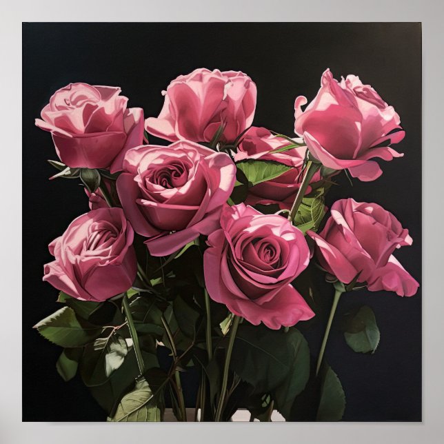 Poster de impresión de arte de flores rosadas (Frente)