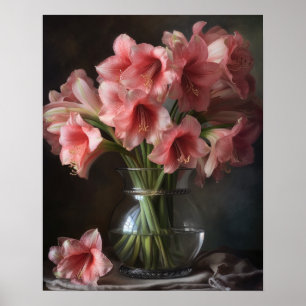 Poster de impresión de arte de flores rosadas de A