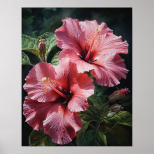 Poster de impresión de arte de flores rosadas de H