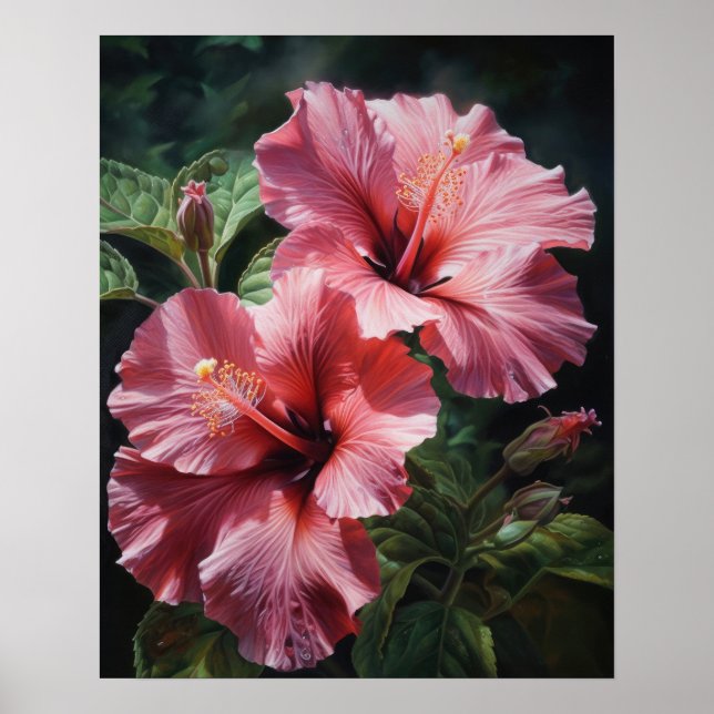 Poster de impresión de arte de flores rosadas de H (Frente)