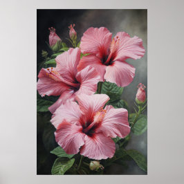 Poster de impresión de arte de flores rosado Hibis