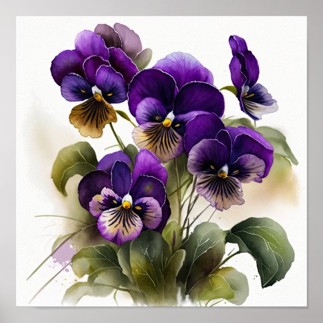 Poster de impresión de arte de flores violetas mor (Frente)
