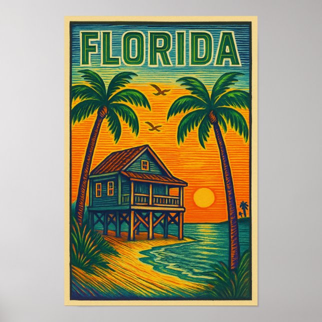 Poster de impresión de arte de Florida (Frente)