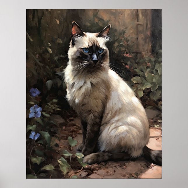 Poster de impresión de arte de gato balinés lindo (Frente)
