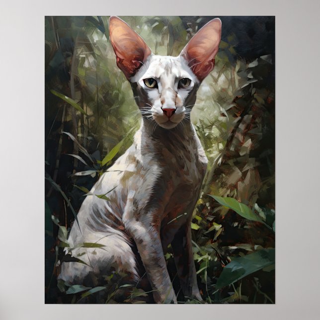 Poster de impresión de arte de gato curado orienta (Frente)