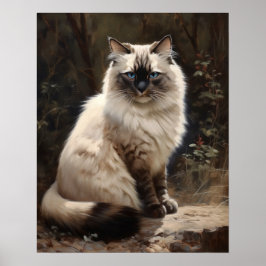 Poster de impresión de arte de gato de Birman