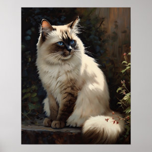 Poster de impresión de arte de gato de Birman