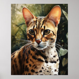 Poster de impresión de arte de gato de color Ocica