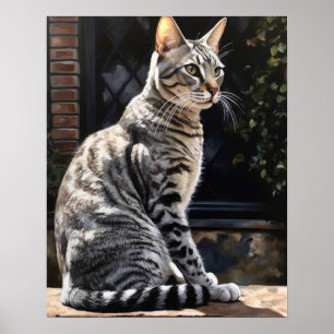 Poster de impresión de arte de gato mau egipcio li