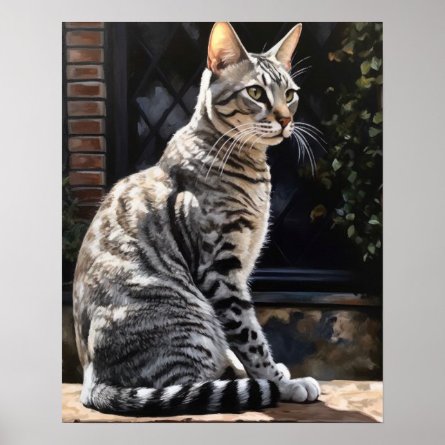 Poster de impresión de arte de gato mau egipcio li (Frente)