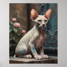 Poster de impresión de arte de gatos de Sphynx mat