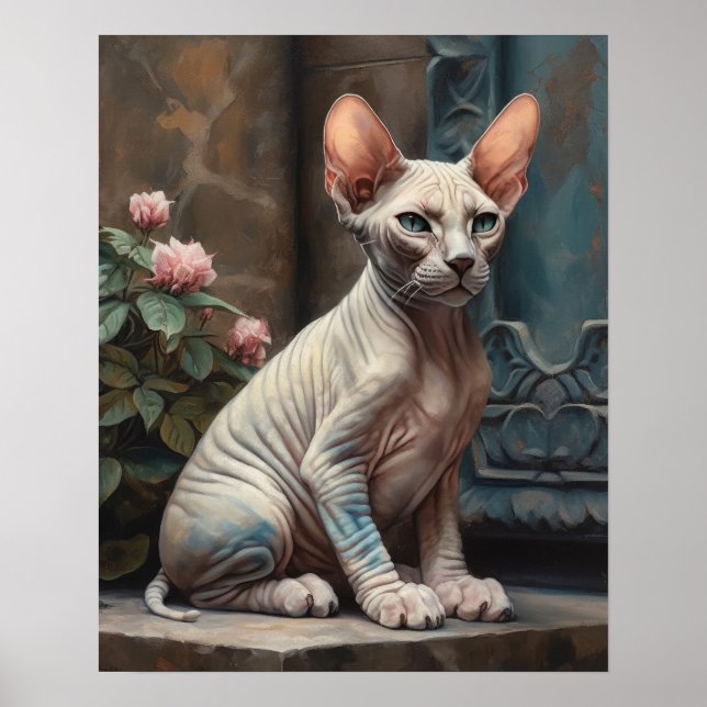 Poster de impresión de arte de gatos de Sphynx mat (Frente)