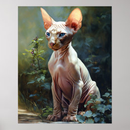Poster de impresión de arte de gatos de Sphynx mat