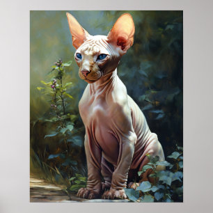 Poster de impresión de arte de gatos de Sphynx mat