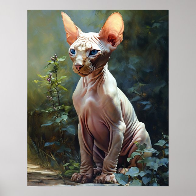 Poster de impresión de arte de gatos de Sphynx mat (Frente)