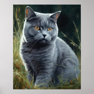 Poster de impresión de arte de gatos en Shorthair