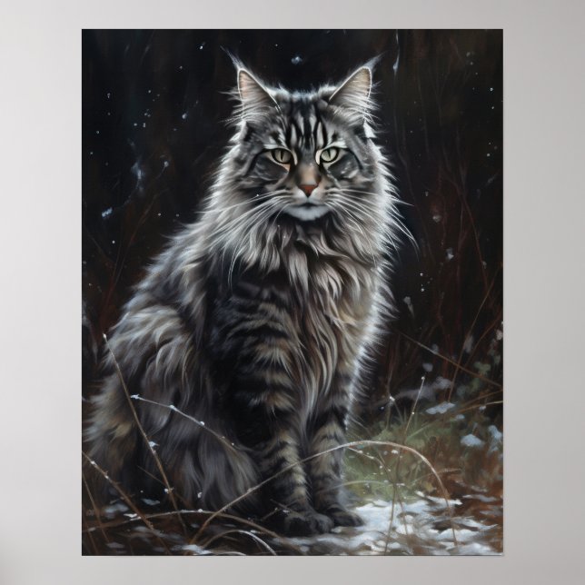 Poster de impresión de arte de gatos forestales no (Frente)