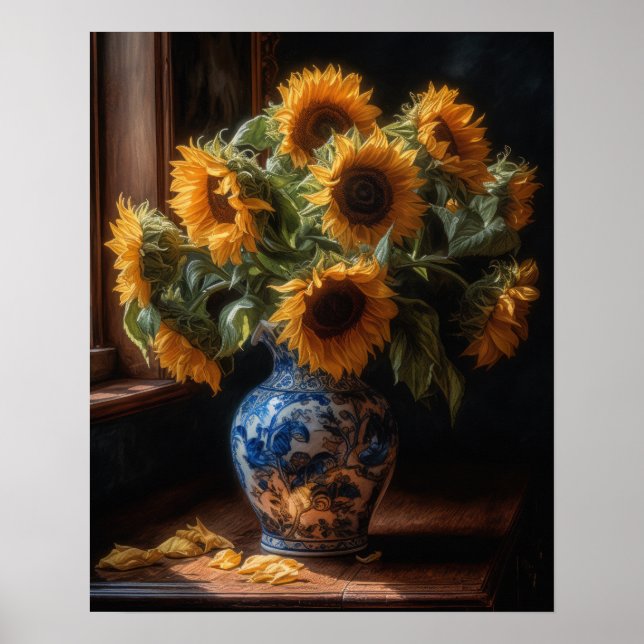 Poster de impresión de arte de girasoles (Frente)