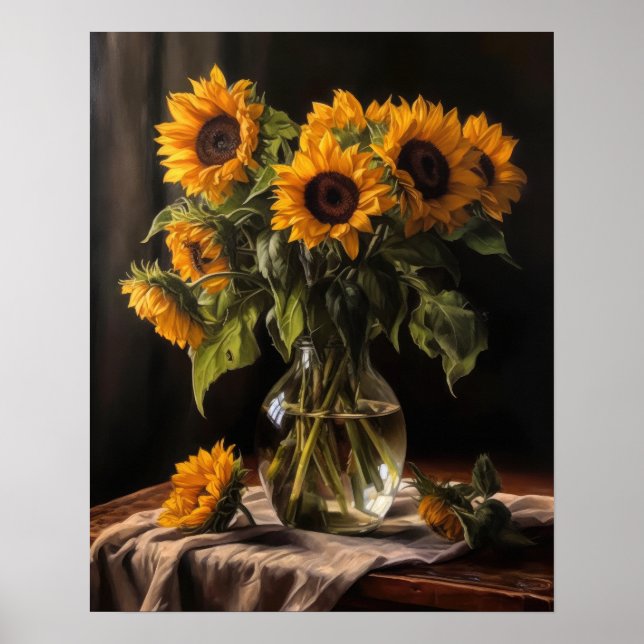 Poster de impresión de arte de girasoles (Frente)