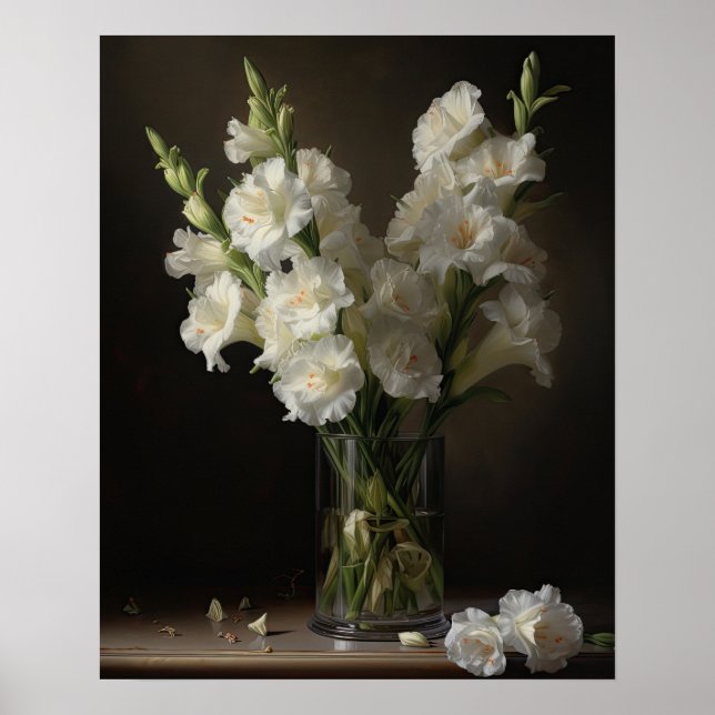 Poster de impresión de arte de Gladiolus blanco (Frente)