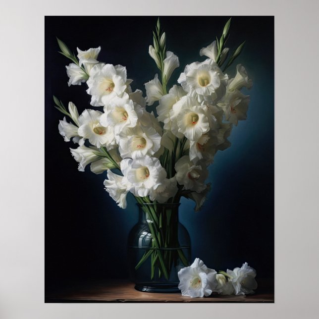 Poster de impresión de arte de Gladiolus blanco (Frente)