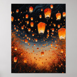 Poster de impresión de arte de la linterna de pape