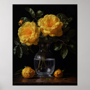 Poster de impresión de arte de las flores amarilla
