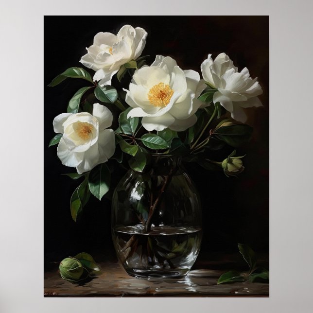 Poster de impresión de arte de las flores blancas  (Frente)