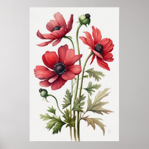 Poster de impresión de arte de las flores de anémo