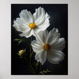 Poster de impresión de arte de las flores de cosmo