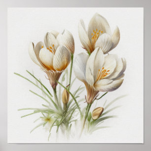 Poster de impresión de arte de las flores de croco
