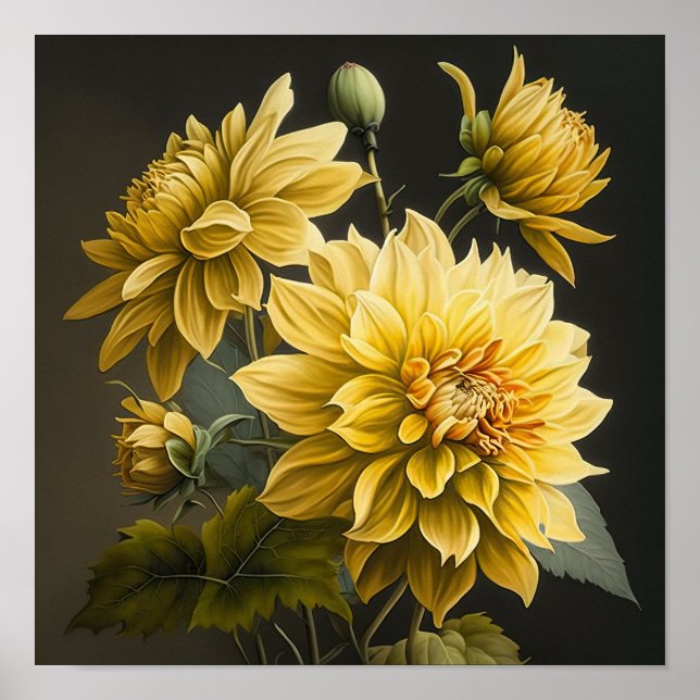 Poster de impresión de arte de las flores de Dahli (Frente)