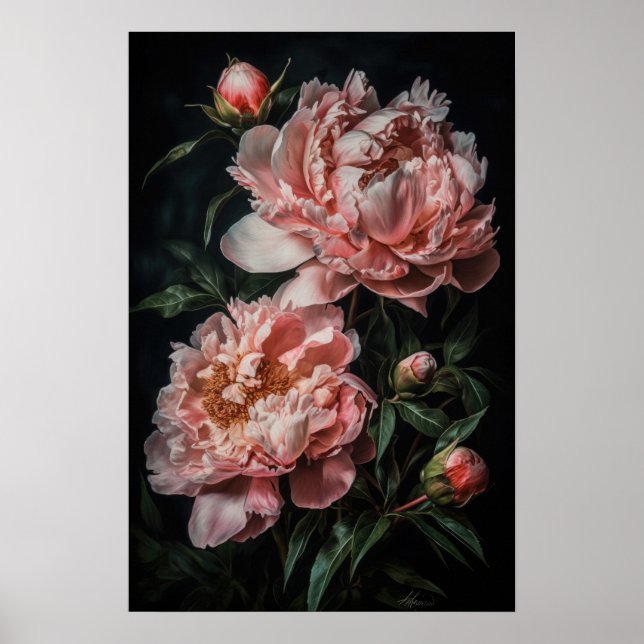 Poster de impresión de arte de las flores de los p (Frente)