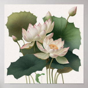 Poster de impresión de arte de las flores de Lotus