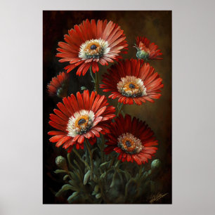 Poster de impresión de arte de las flores de marga