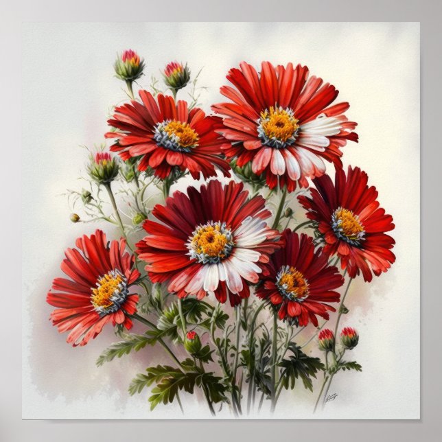 Poster de impresión de arte de las flores de marga (Frente)