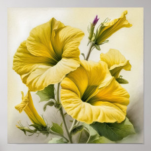 Poster de impresión de arte de las flores de Petun