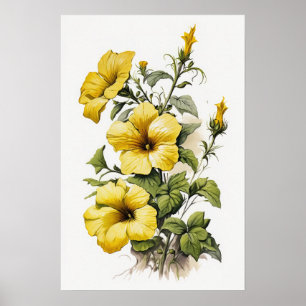 Poster de impresión de arte de las flores de Petun