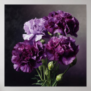 Poster de impresión de arte de las flores moradas