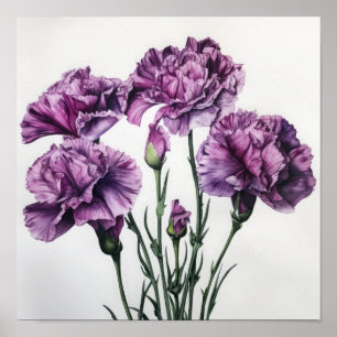 Poster de impresión de arte de las flores moradas