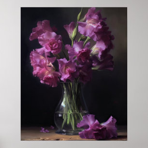 Poster de impresión de arte de las flores moradas