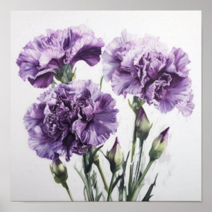 Poster de impresión de arte de las flores moradas