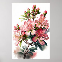 Poster de impresión de arte de las flores rosadas 