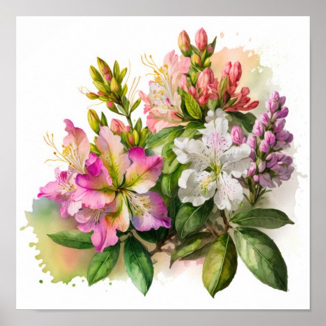 Poster de impresión de arte de las flores rosadas  (Frente)