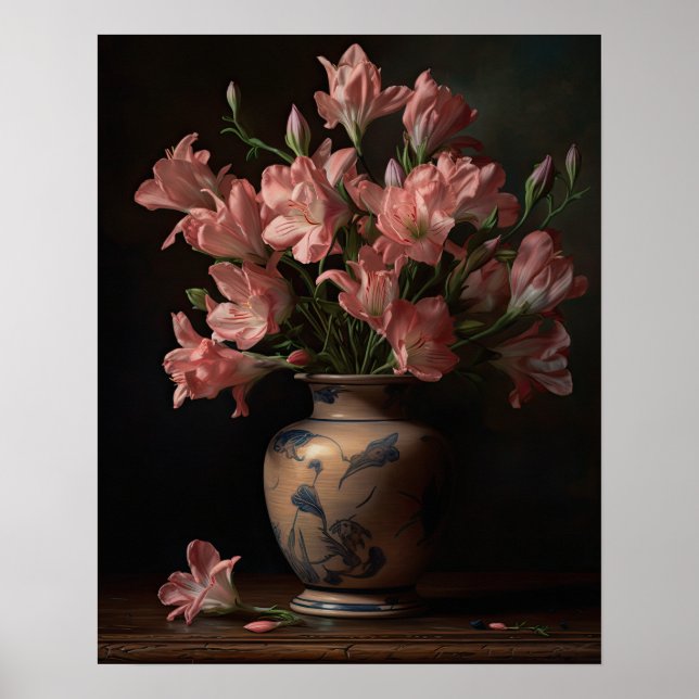 Poster de impresión de arte de las flores rosadas  (Frente)