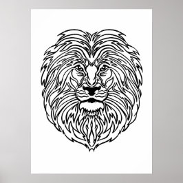 Poster de impresión de arte de leones blancos y ne
